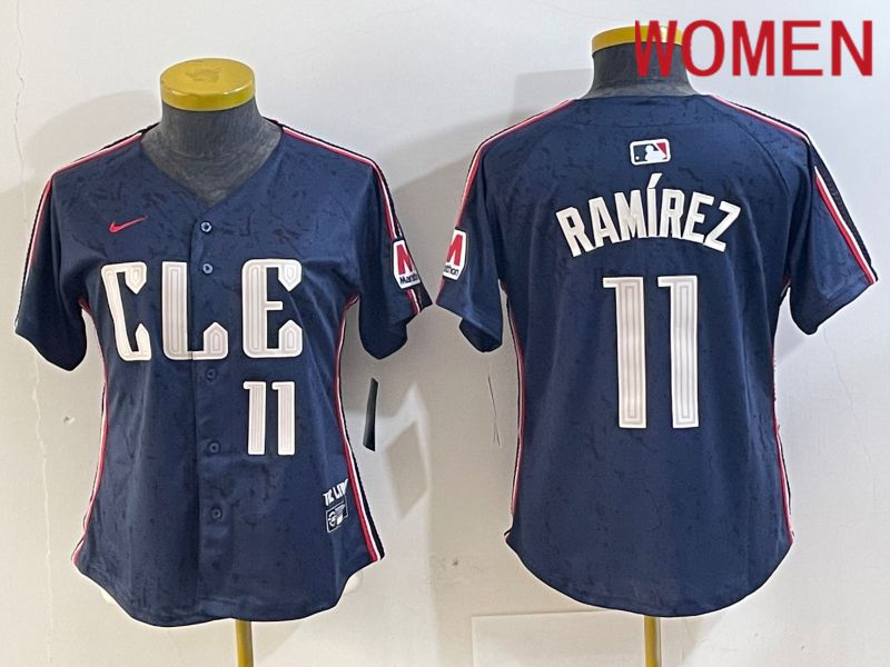 Women Cleveland Indians #11 Ramirez Blue City Edition Nike 2024 MLB Jersey style 4->women mlb jersey->Women Jersey